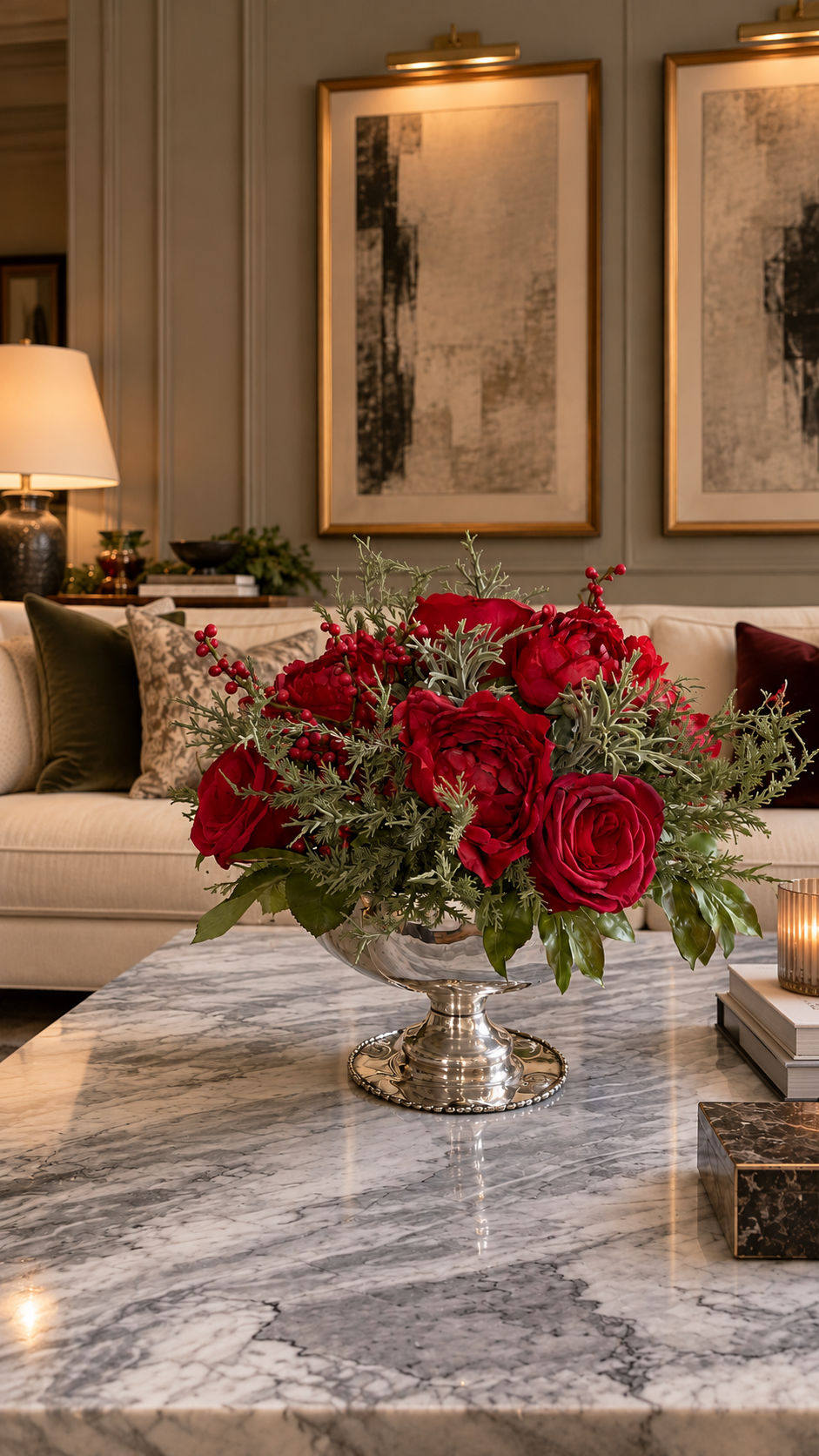 Peonia Premium Roja con botón - 48cm