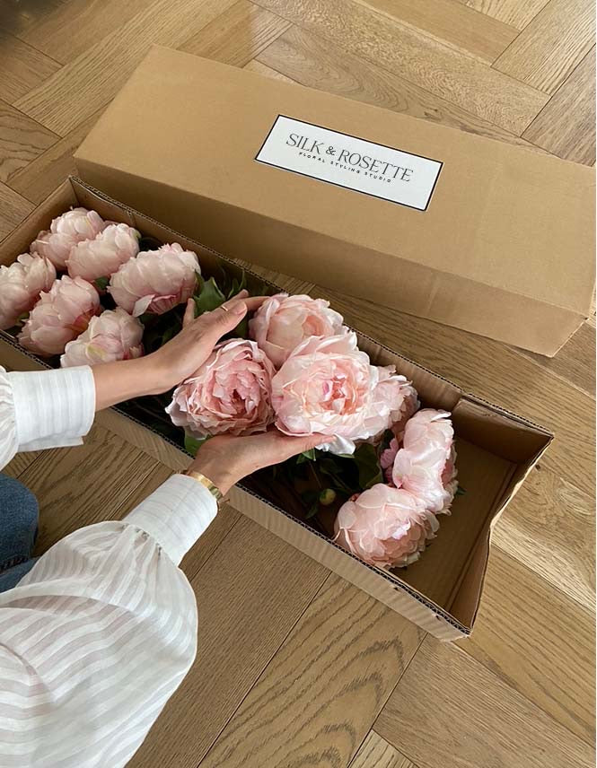 Peonia Premium Rosa claro con Botón - 48 cm