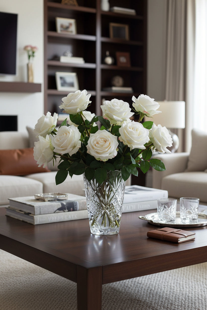 Rosa Full Open Real Touch Blanca - 61 cm