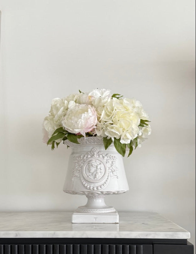 Peonia Premium Blanca con Botón - 48 cm