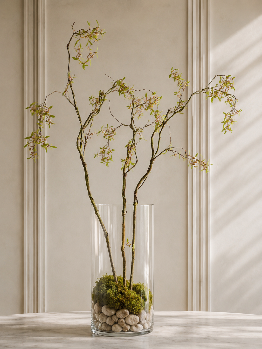 Blooming Moss Branch - 89 cm