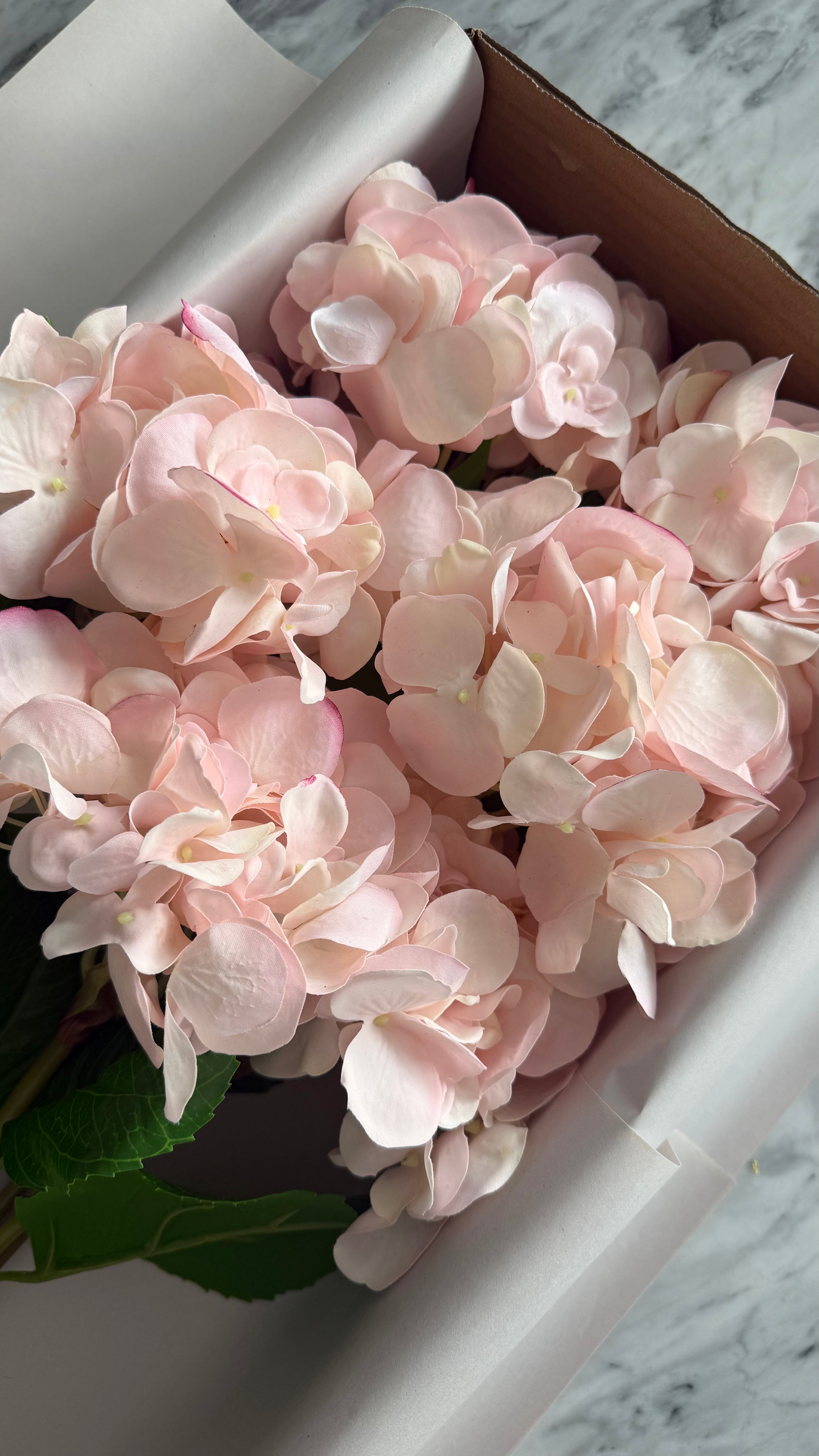 Caja de 6 Hortensias Artificiales Natural Touch rosa